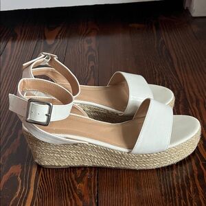 Elegant White Wedge Sandals